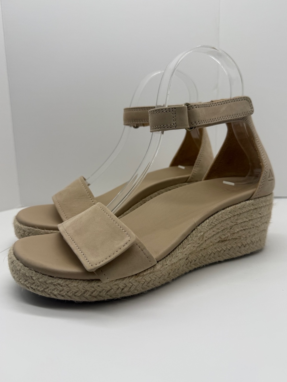 Abeo Cecile Sandals Size 6 Cream Tan Leather Wedge Espadrille Comfort Casual